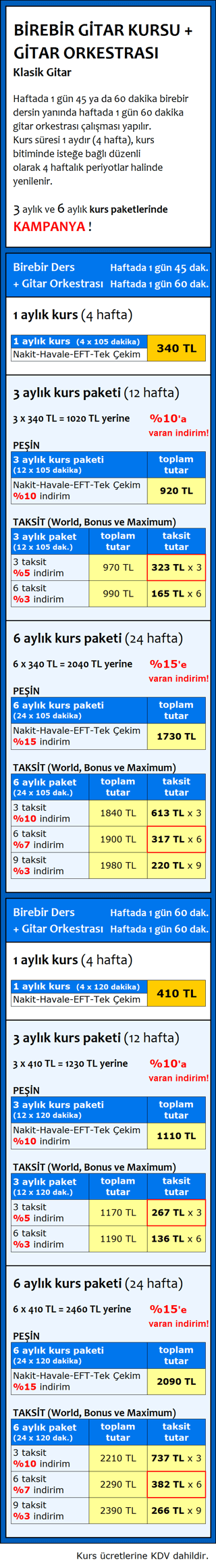 Kurs ücretleri