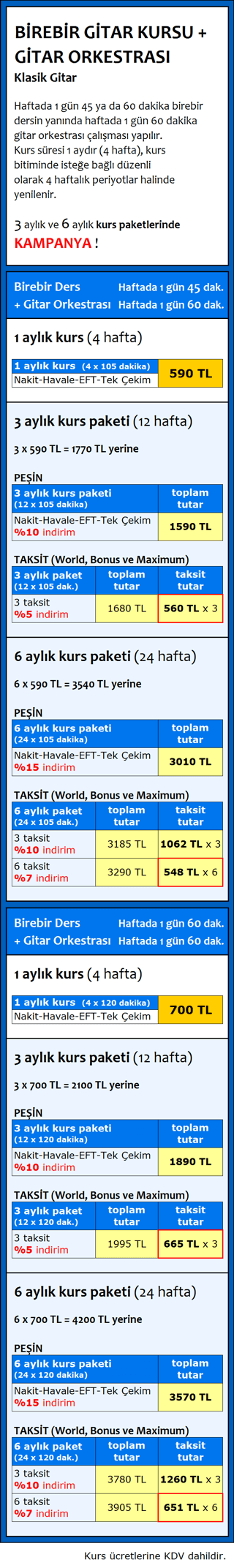 Kurs ücretleri