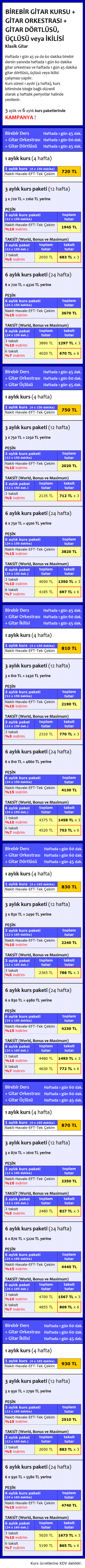 Kurs ücretleri