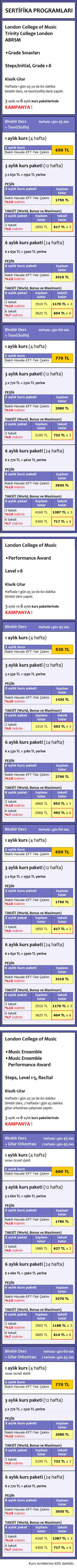 Kurs ücretleri